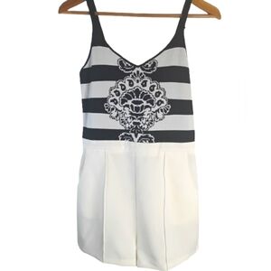 Black and White Striped Romper